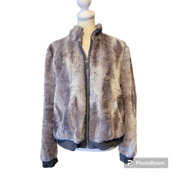 Splendid Faux Fur Bomber Jacket Size Large - Picture 1 of 12